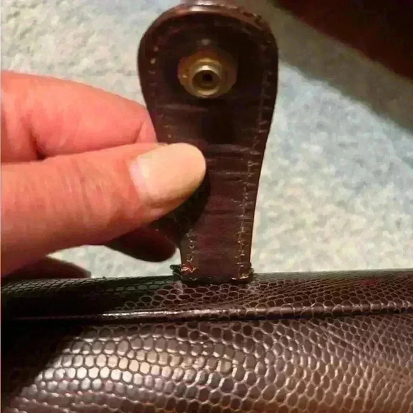 Reptile Skin Vintage Handbag Dark Brown - Picture 9 of 11